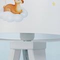 Lampe de chevet enfant faon sur un nuage, pied en bois
