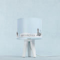 Lampe de chevet enfant en bois, pingouins sur la banquise bleu clair