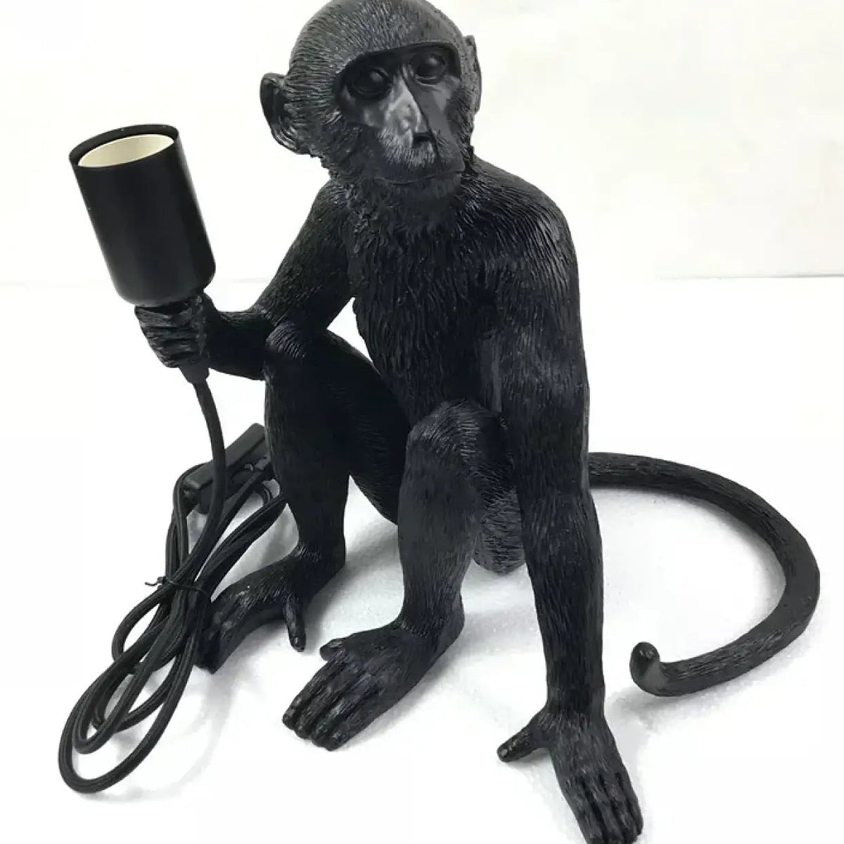 Lampe de chevet singe en résine, noir, doré ou blanc, noir