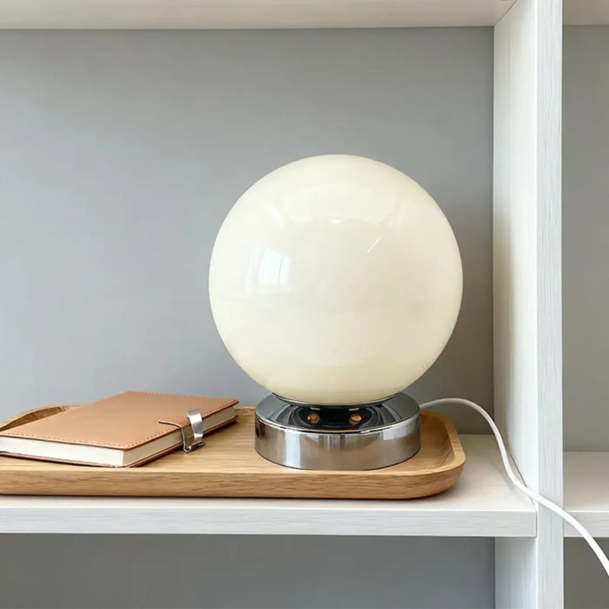 Lampe de chevet ronde au style scandinave, orange ou blanche