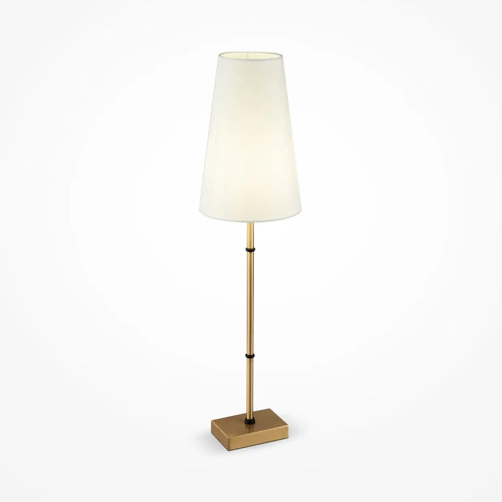 Lampe de chevet à pied doré et abat-jour en tissu clair, 60 cm
