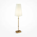 Lampe de chevet à pied doré et abat-jour en tissu clair, 60 cm