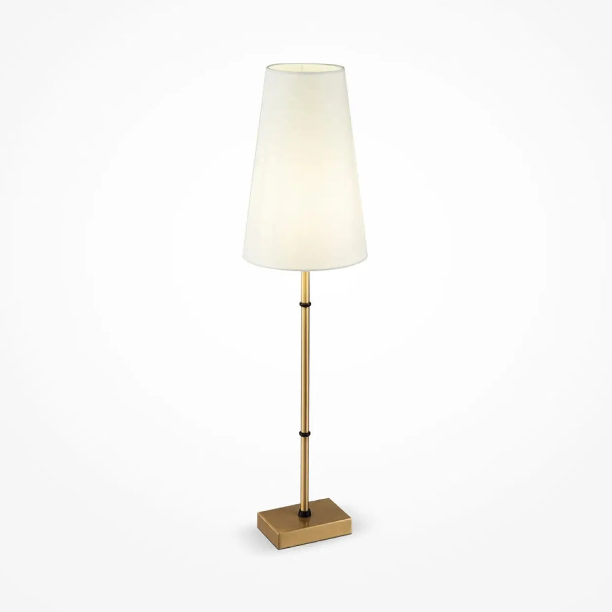 Lampe de chevet à pied doré et abat-jour en tissu clair, 60 cm