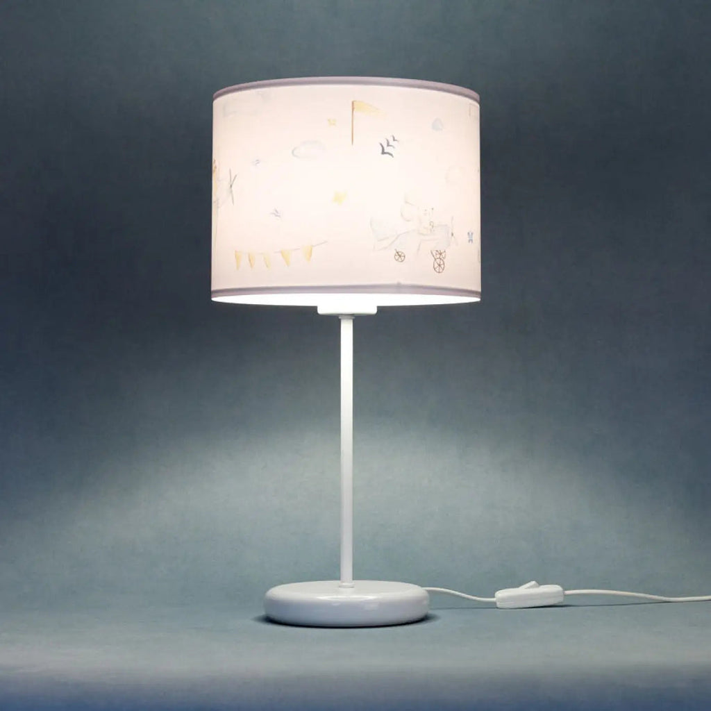 Lampe de chevet enfant 44 cm, petits avions et nuages bleu pastel