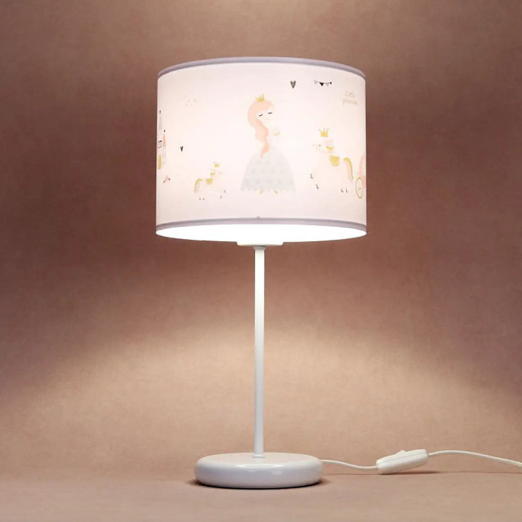 Lampe de chevet enfant princesse blanc et rose, 44 cm