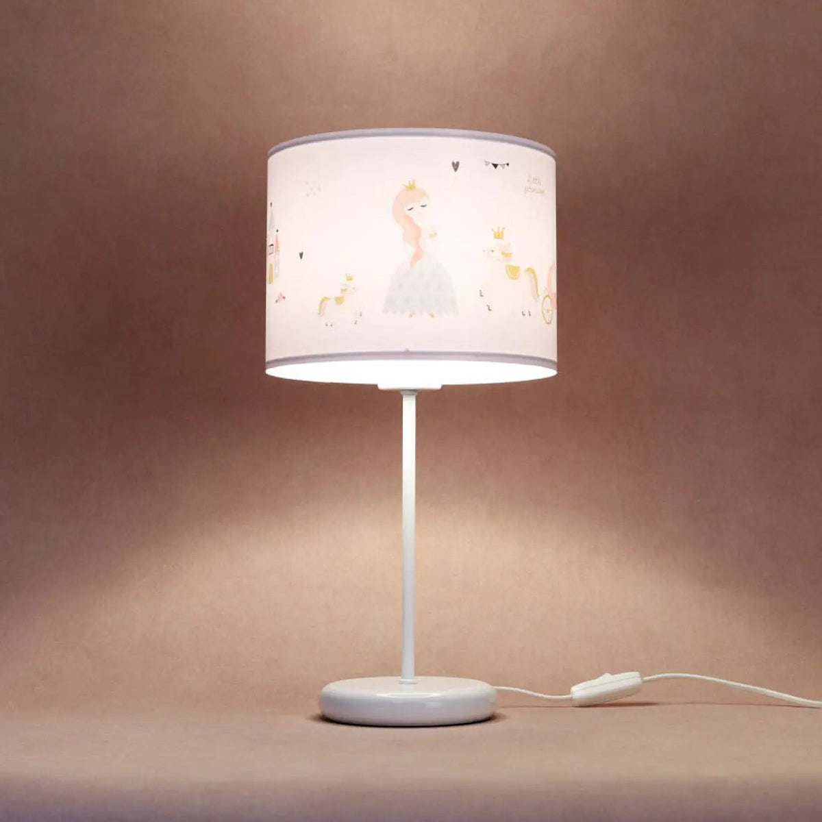 Lampe de chevet enfant princesse blanc et rose, 44 cm