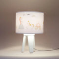Lampe de chevet enfant princesse et licorne, pied en bois