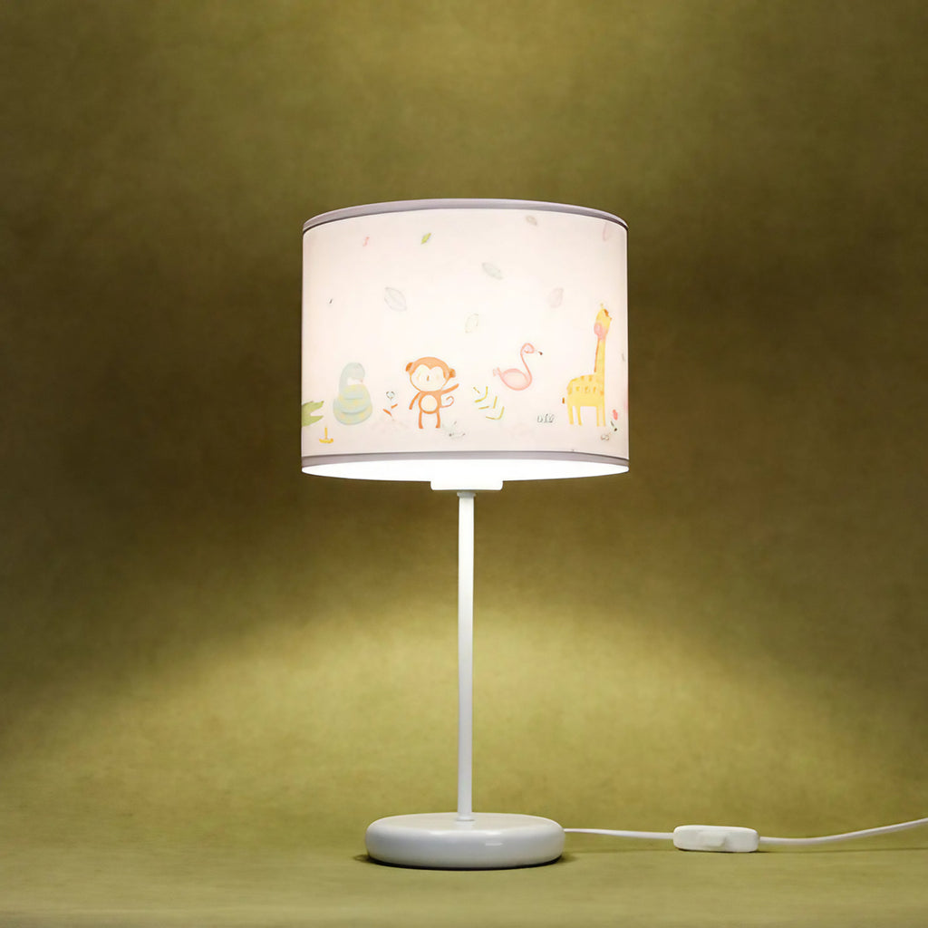 Lampe de chevet enfant 44 cm, animaux de savane et feuillages