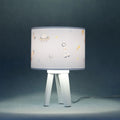 Lampe de chevet enfant fusées et astronautes, pied en bois