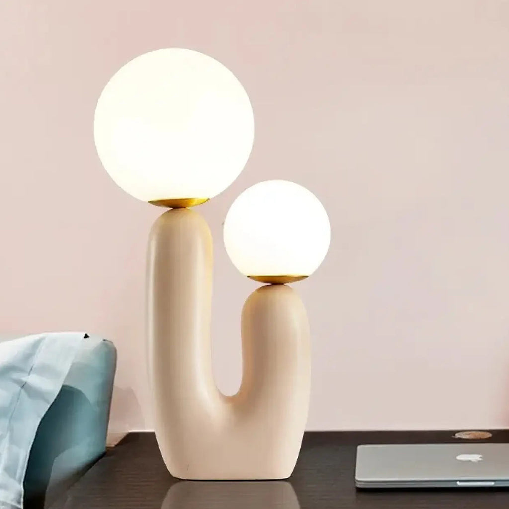 Lampe à poser en forme de U à deux globes, trois coloris