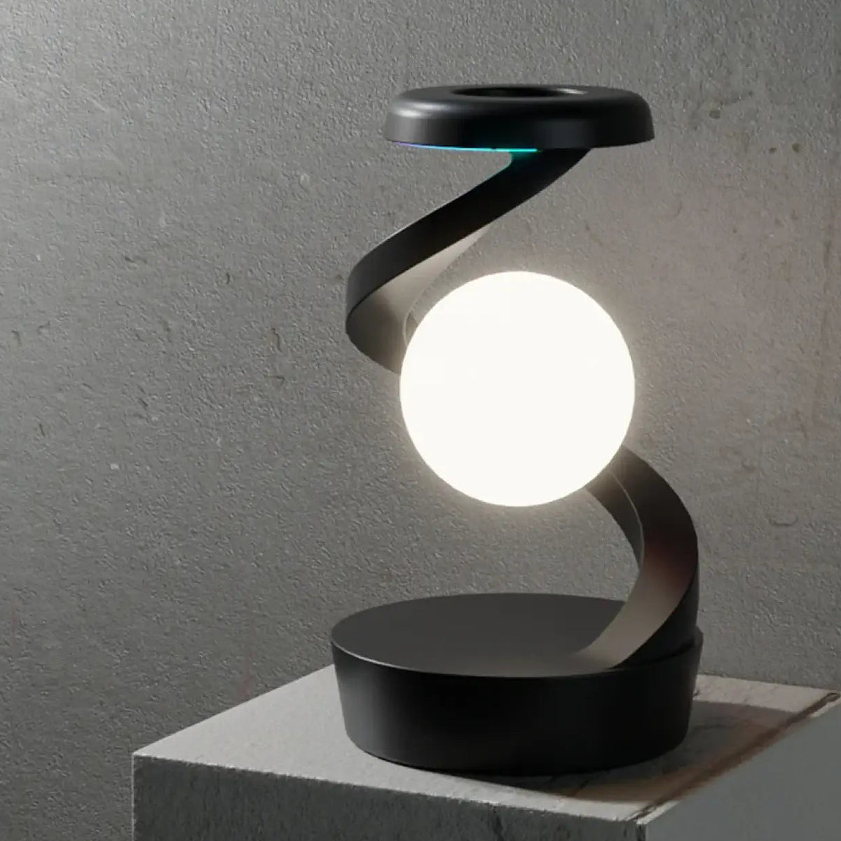Lampe à poser aux formes ondulées, blanche ou noire, noir