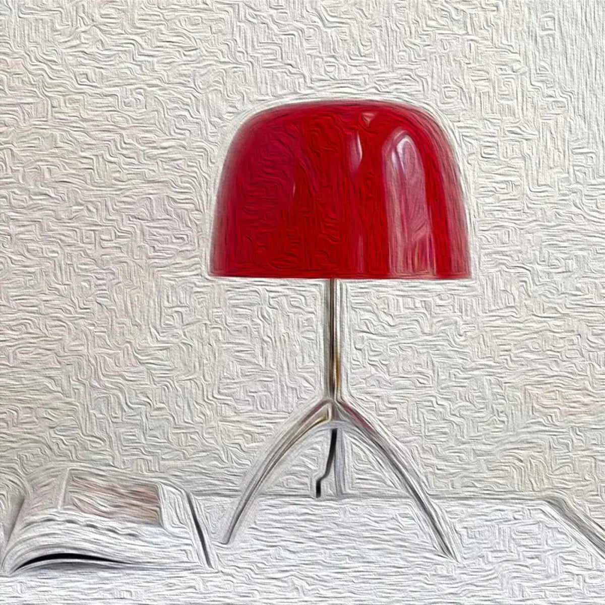 Lampe à poser à pied tripode chromé et abat-jour brillant