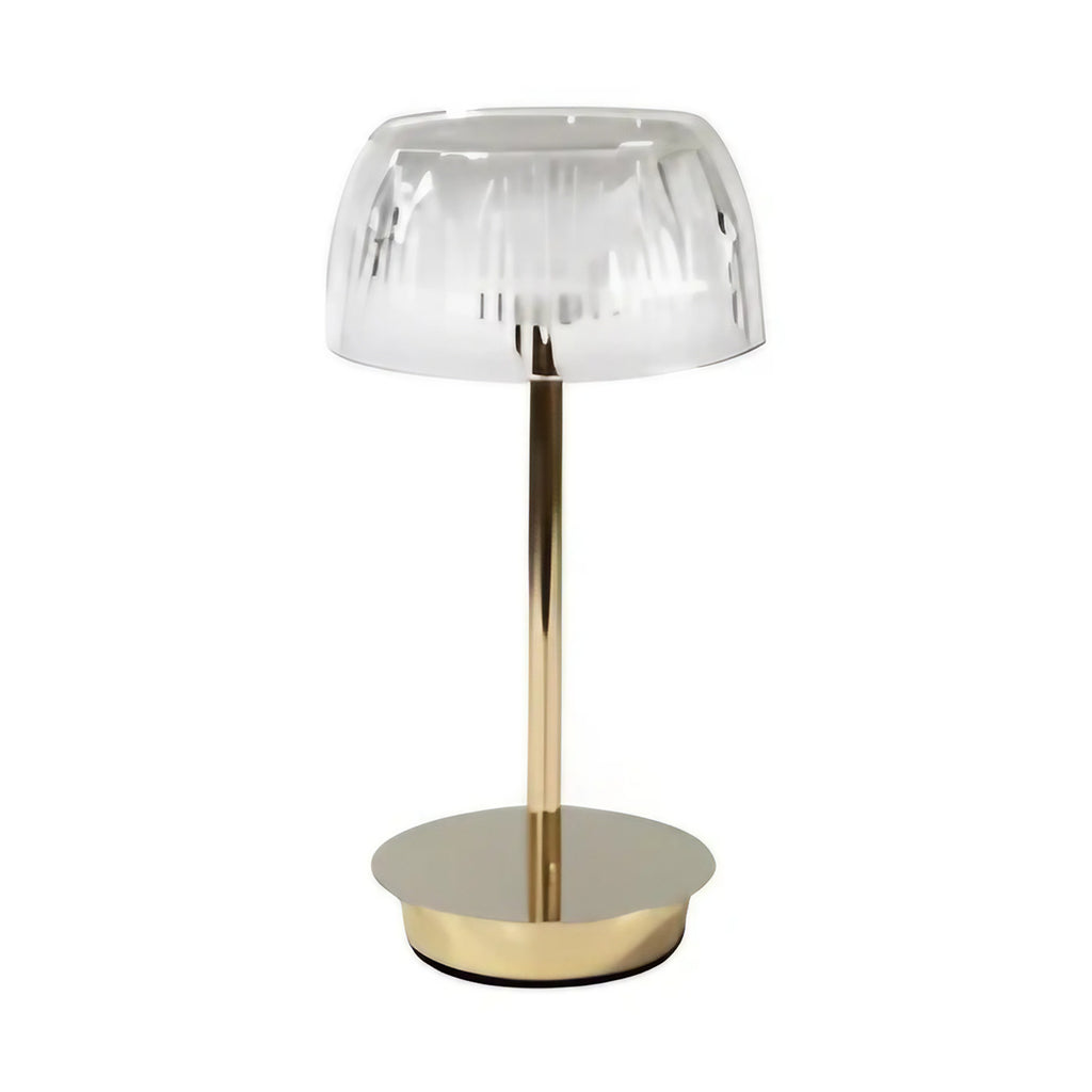 Lampe de table dorée à abat-jour strié