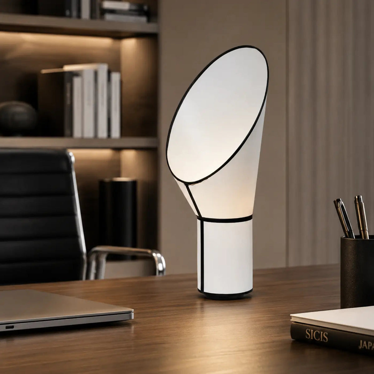 Lampe de chevet géométrique à lumière tamisée, blanc ou noir, blanc