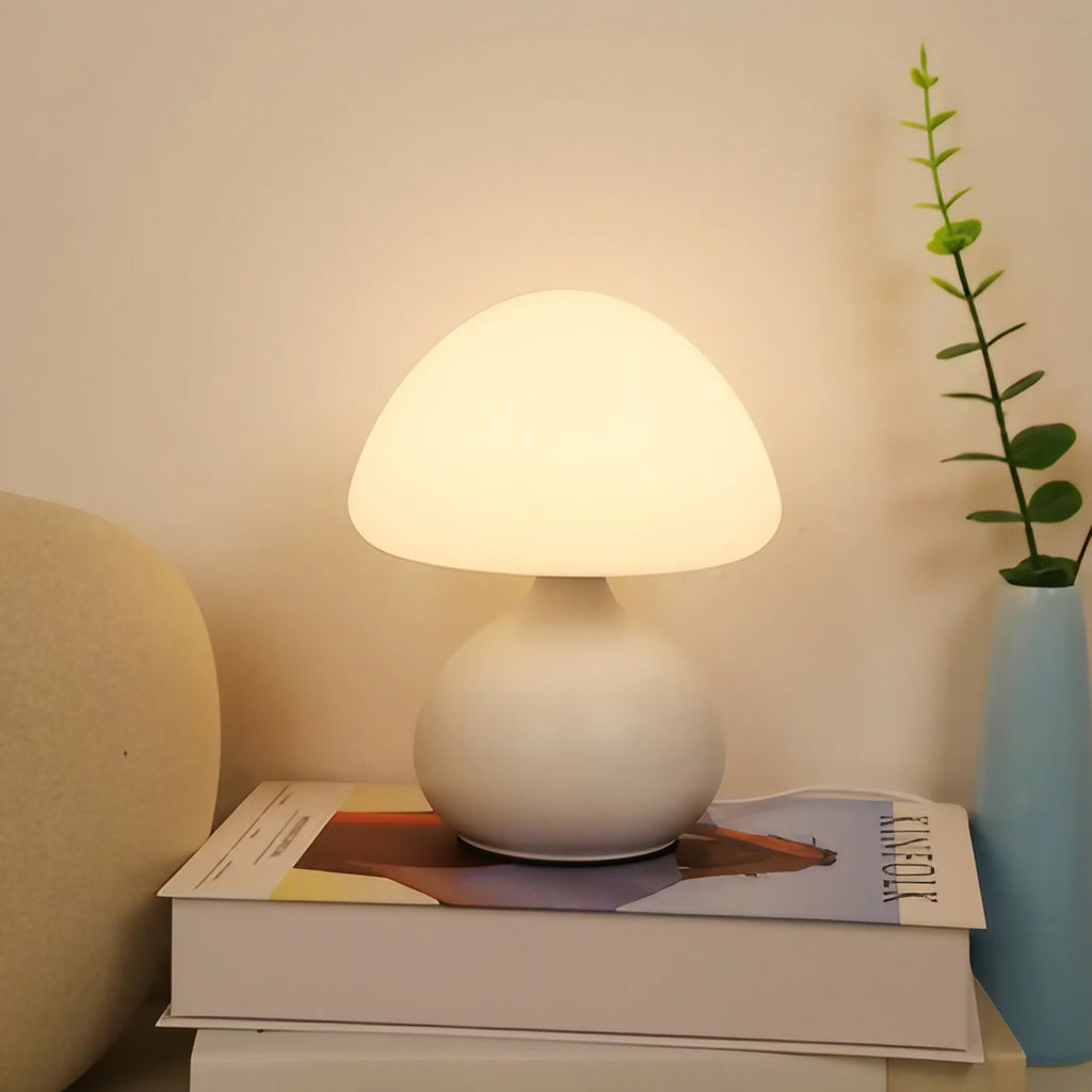 Lampe champignon design, blanche ou noire, blanc