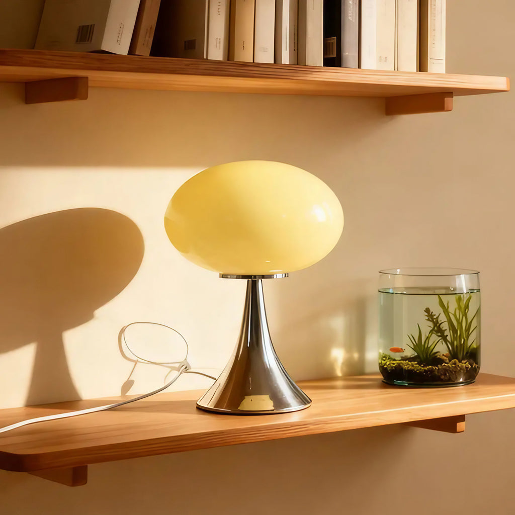Lampe de table champignon à pied chromé, six coloris