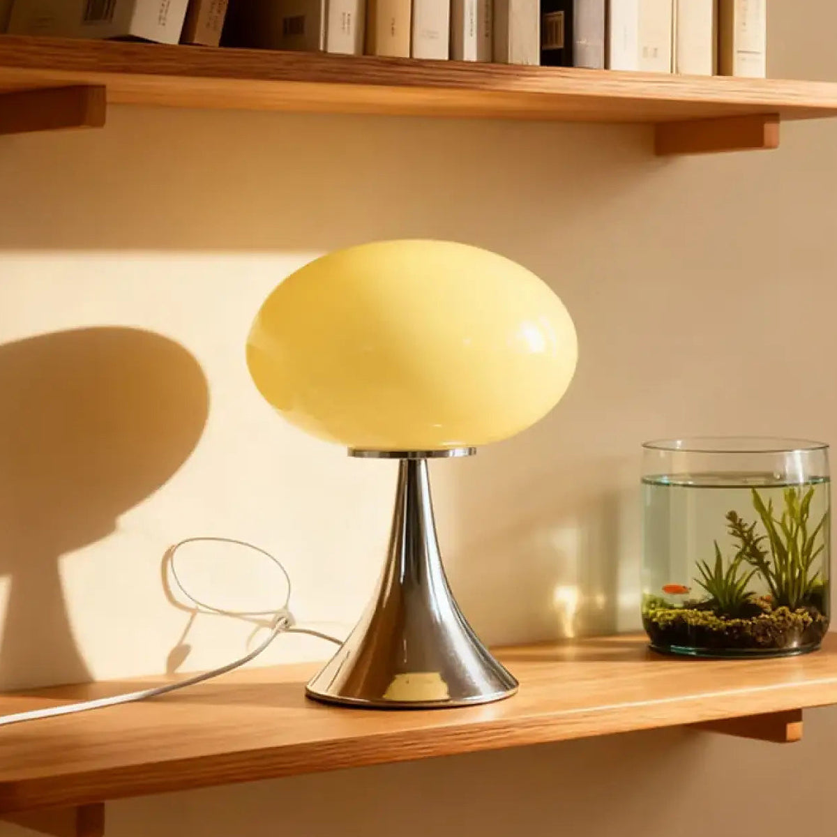 Lampe de table champignon à pied chromé, six coloris