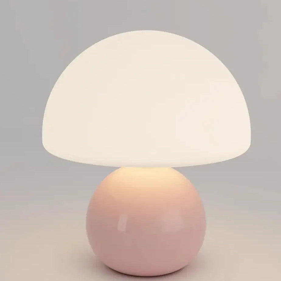 Lampe champignon en verre opalin, rose, vert ou blanc