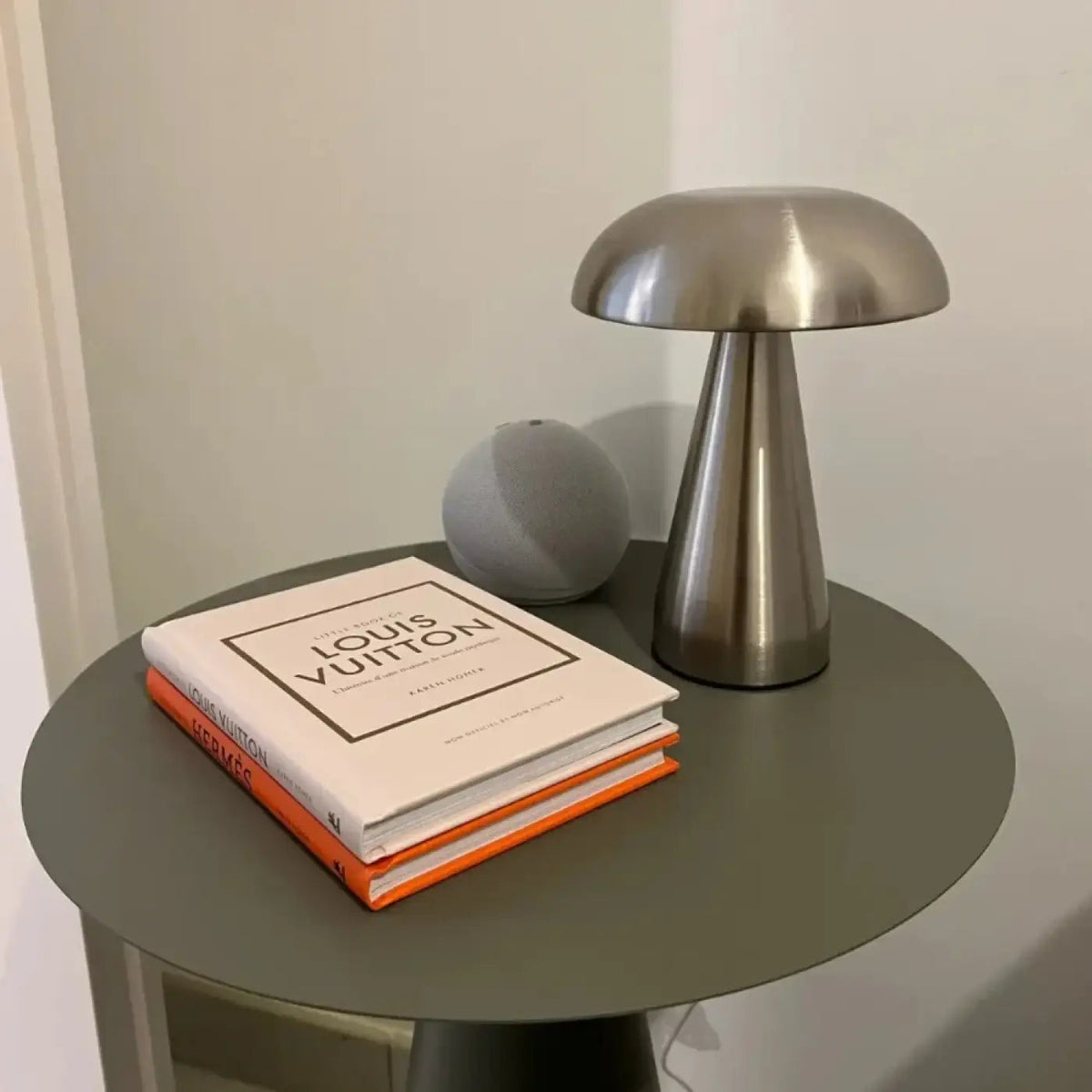 Lampe champignon moderne, finition dorée ou argentée, argenté