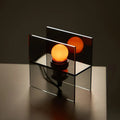 Lampe à poser en verre fumé et lumière sphérique, deux tailles, noir