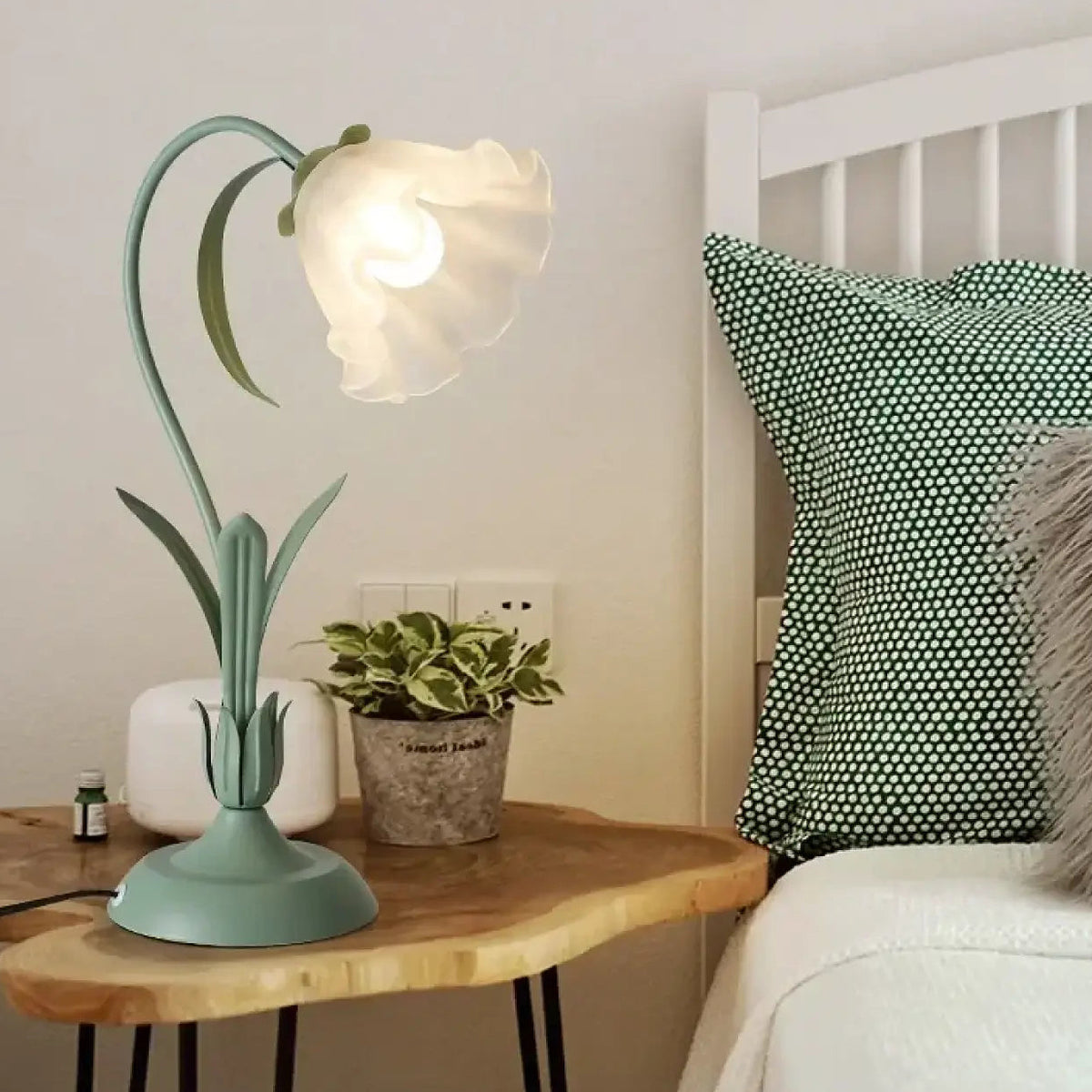 Lampe de table en forme de fleur, rose ou verte