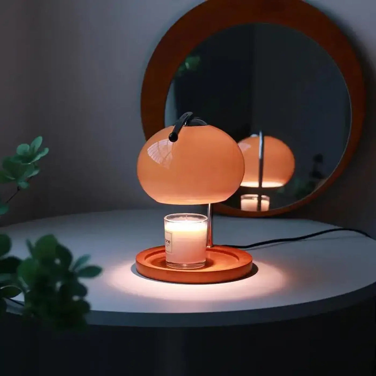Lampe de chevet globe en verre sur pied en bois, 3 coloris