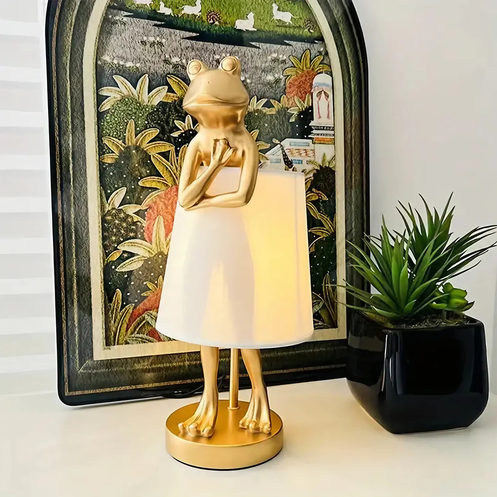 Lampe grenouille à abat-jour, dorée ou noire, doré