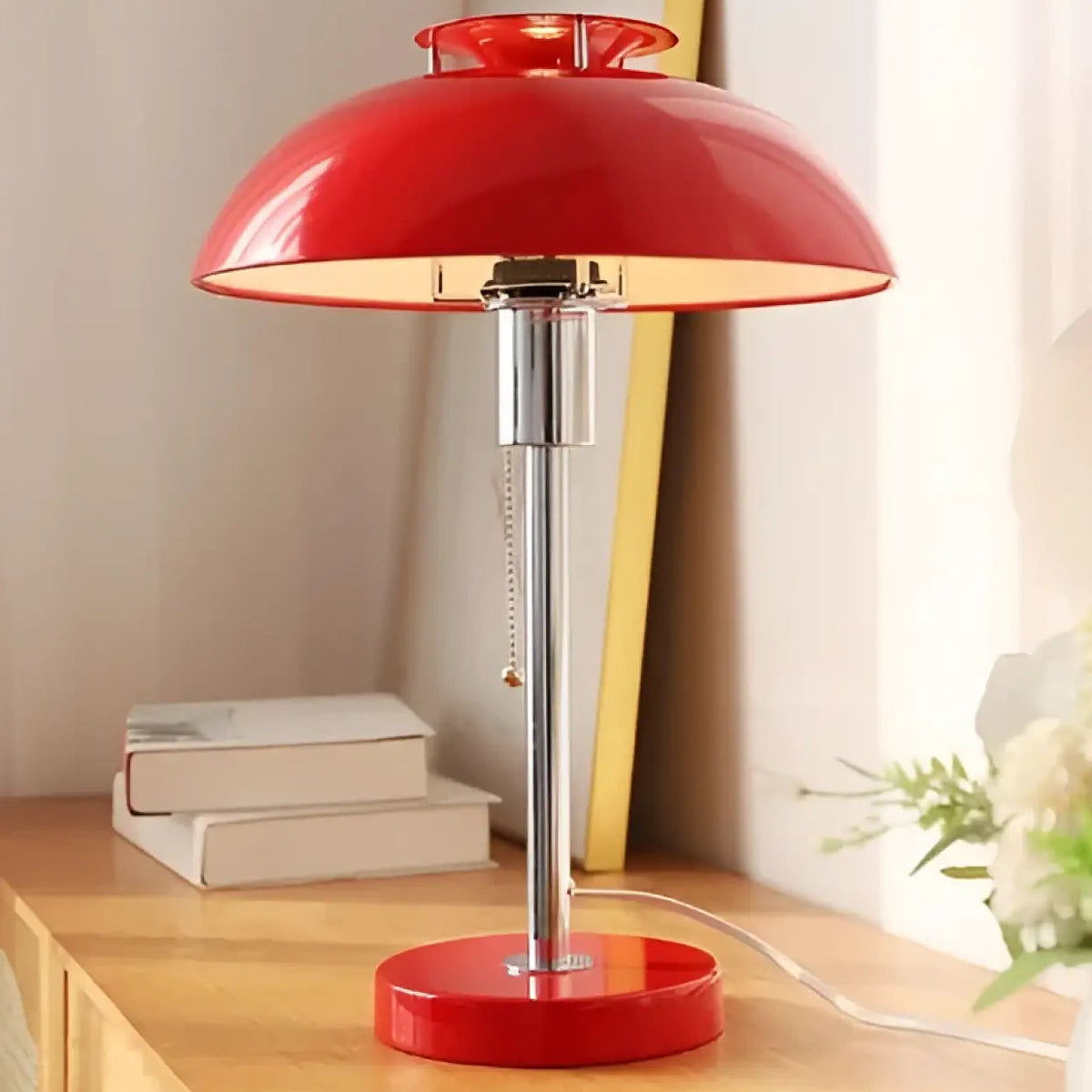 Lampe rétro à abat-jour cloche, cinq coloris, rouge