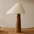 Lampe de chevet en bois, abat-jour en lin asymétrique