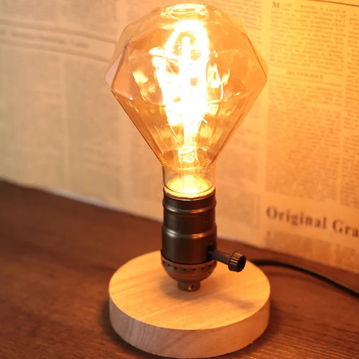 Lampe industrielle en bois à ampoule rétro apparente, cinq modèles