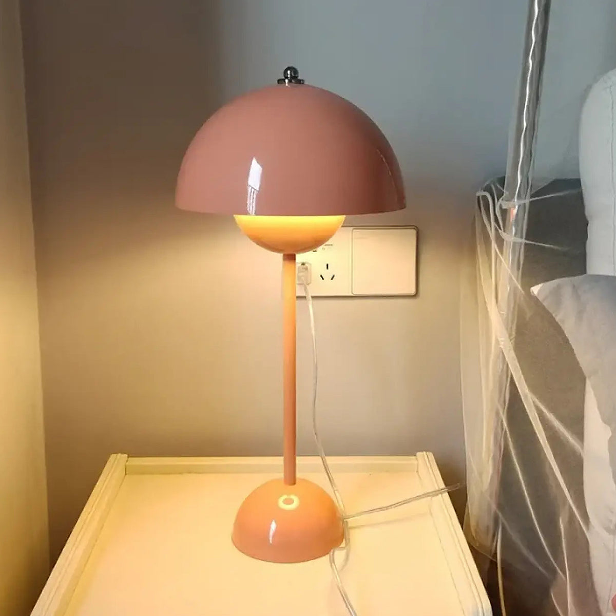 Lampe champignon minimaliste, cinq coloris, rose