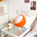 Lampe de table orange rétro, diffuseur opalin et pieds chromés