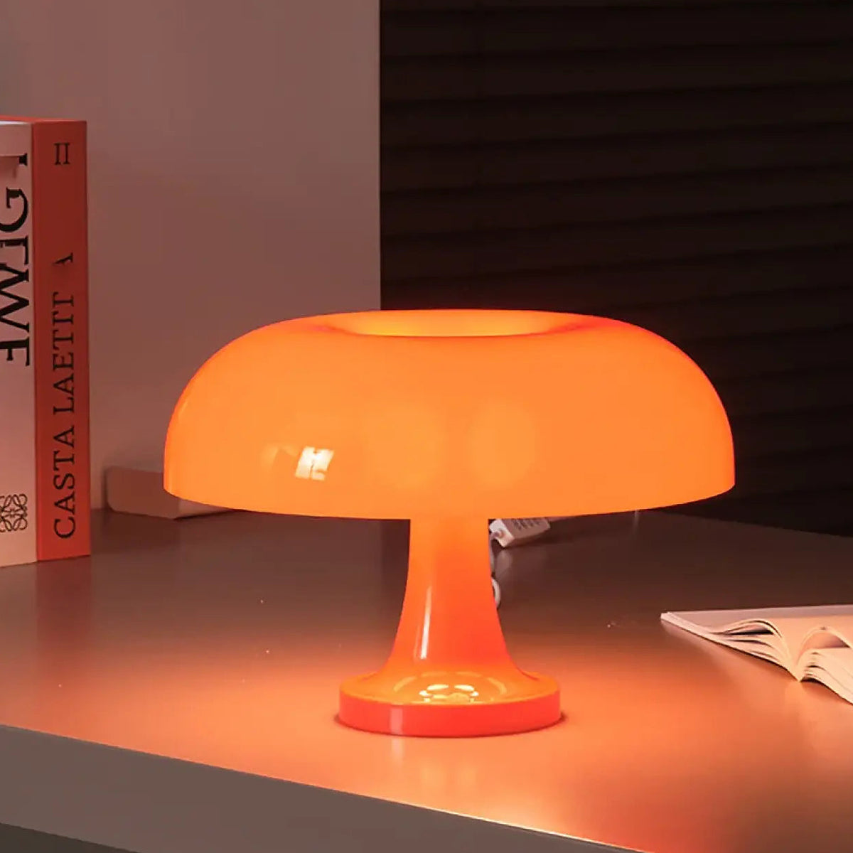 Lampe champignon rétro colorée, abat-jour en tissu, tailles S et M