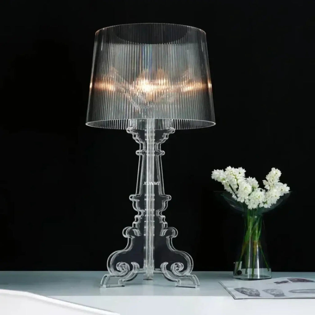 Lampe de table baroque moderne, transparente ou noire