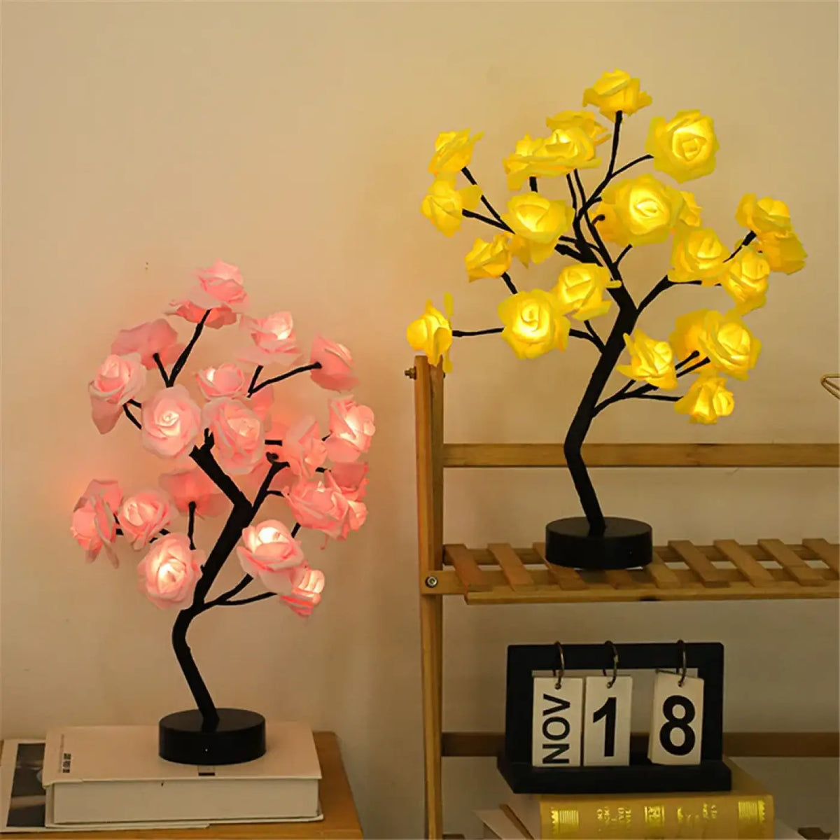 Lampe arbre à roses lumineuses, quatre coloris