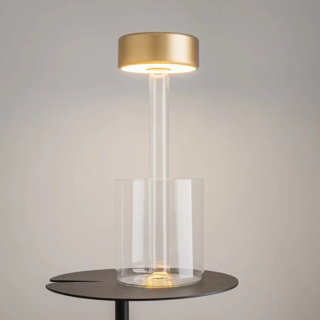 Lampe sans fil rechargeable avec vase en verre, 34,8 cm