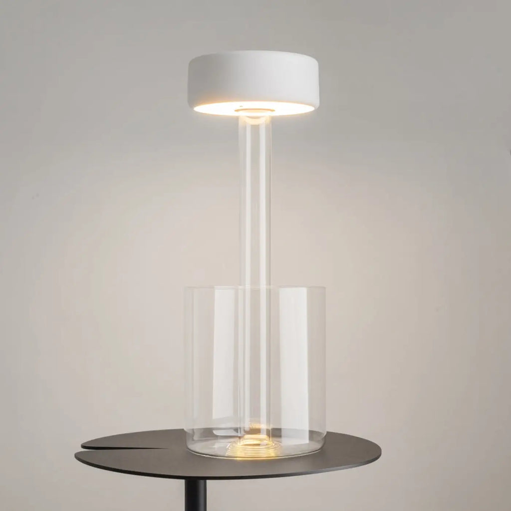 Lampe sans fil rechargeable avec vase en verre, 34,8 cm