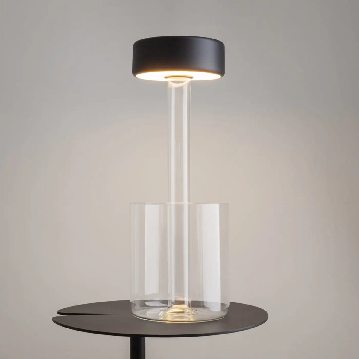 Lampe sans fil rechargeable avec vase en verre, 34,8 cm