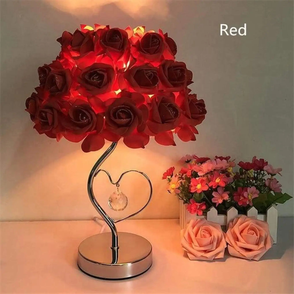Lampe fleur décorative, rouge, rose ou jaune, rouge