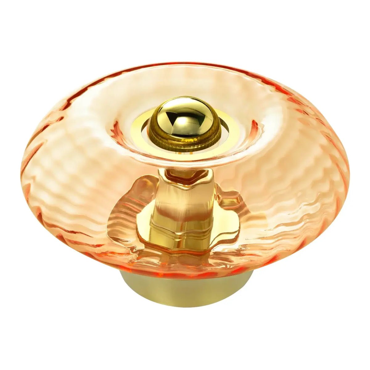 Lampe de chevet disque en verre soufflé, collerette dorée, 10 teintes, orange