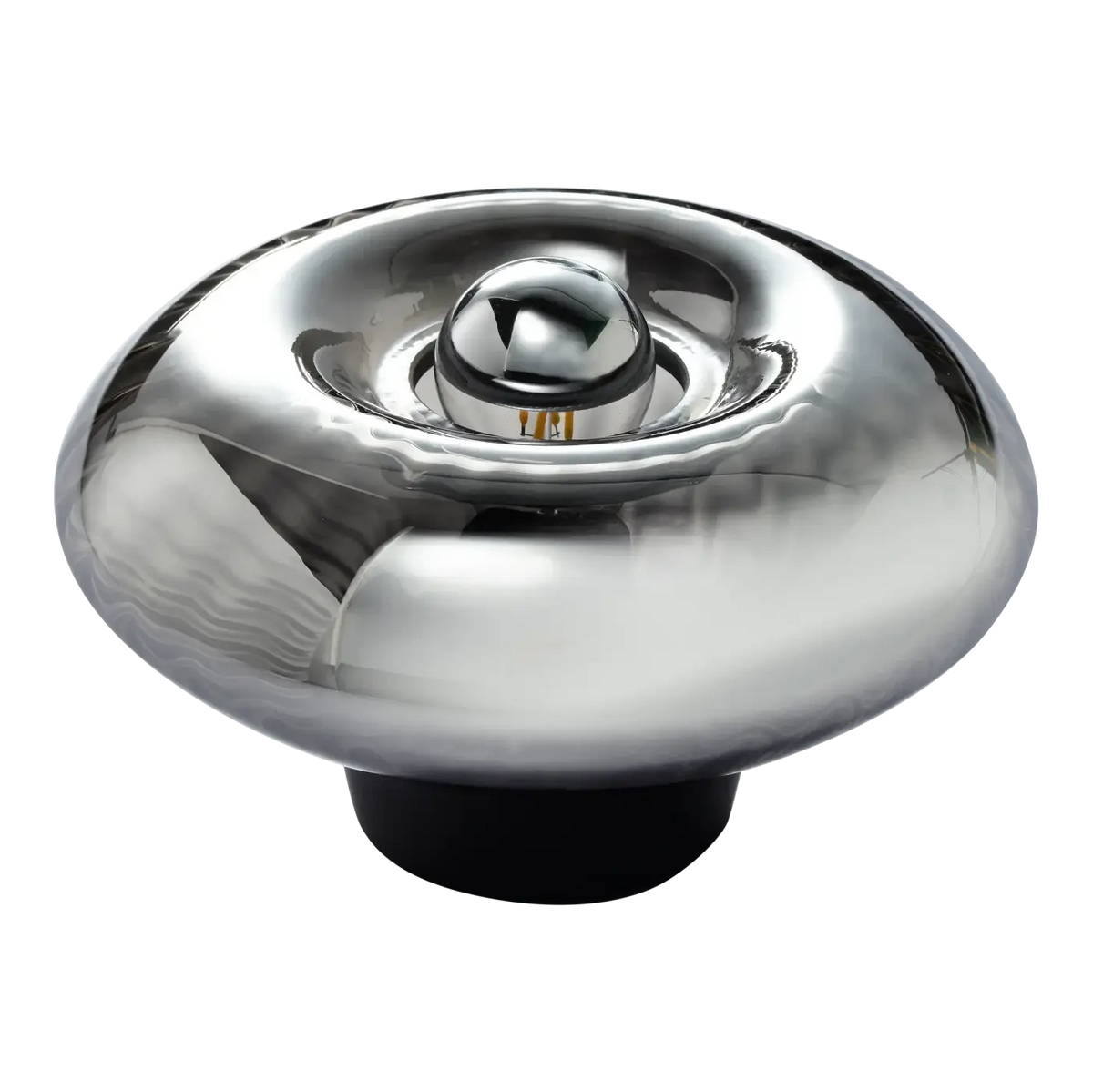Lampe de chevet disque en verre soufflé, collerette dorée, 10 teintes, hématite
