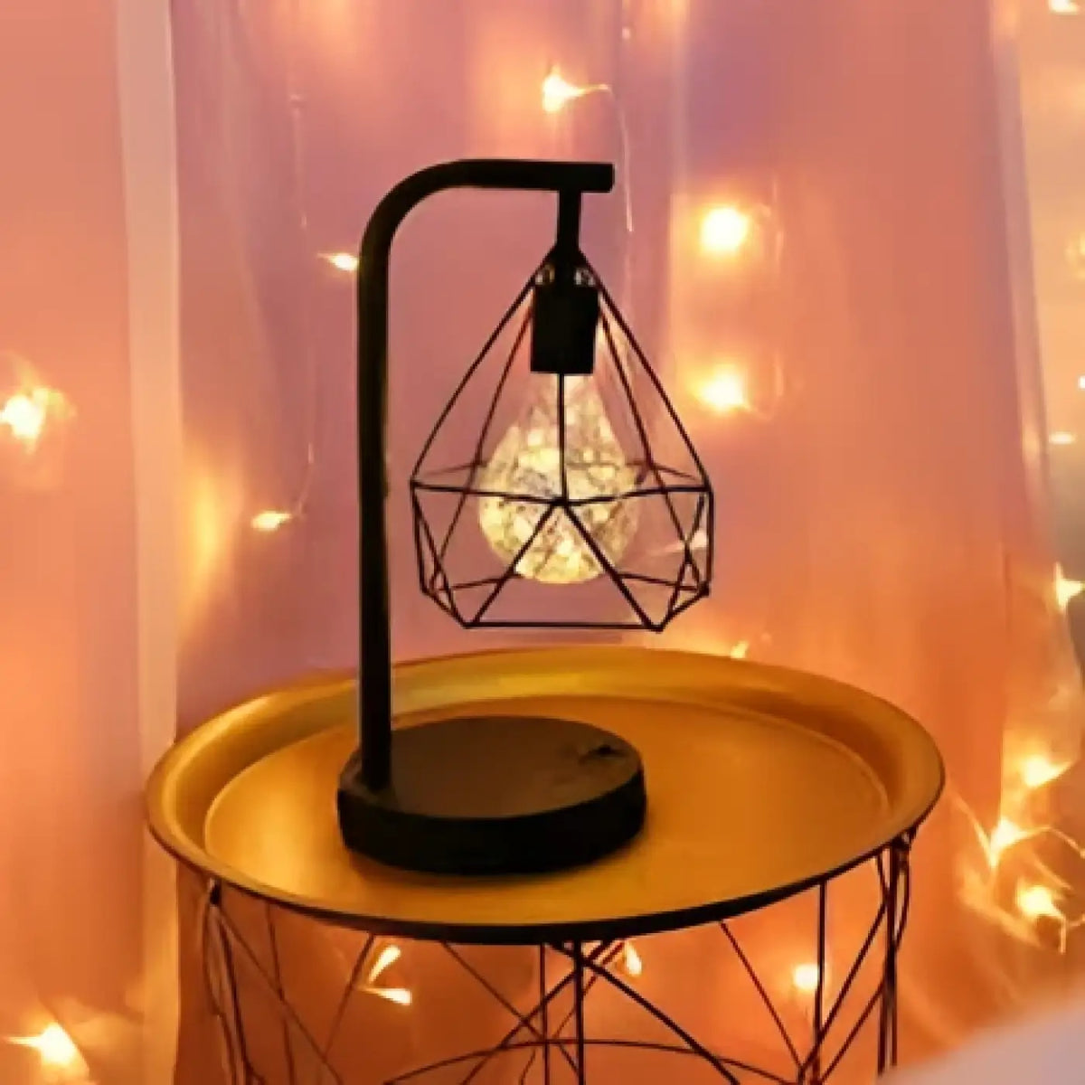 Lampe de chevet industrielle noire, ajourée, ampoule apparente