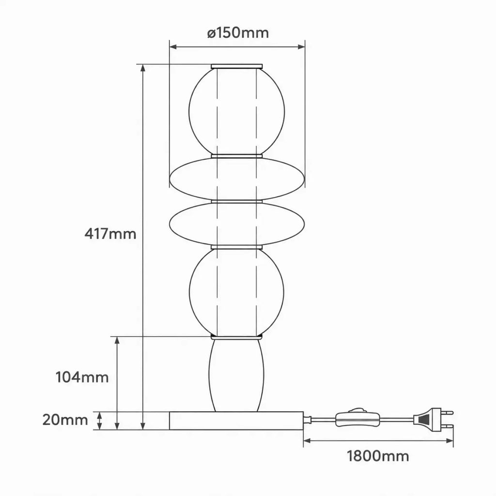 Lampe de chevet à verrines en verre soufflé, structure dorée