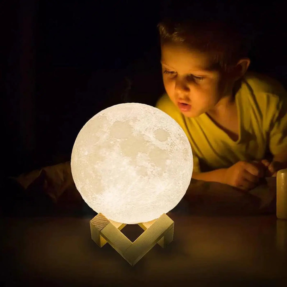 Lampe lune 3D aux cratères en relief, tailles S, M et L
