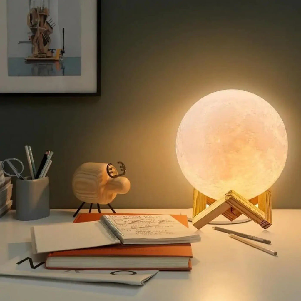 Lampe lune 3D aux cratères en relief, tailles S, M et L
