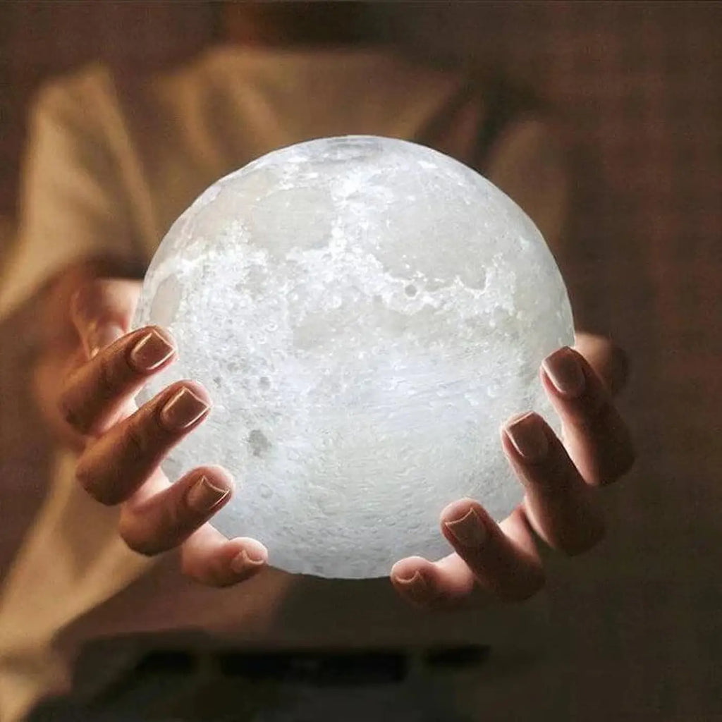 Lampe lune 3D aux cratères en relief, tailles S, M et L