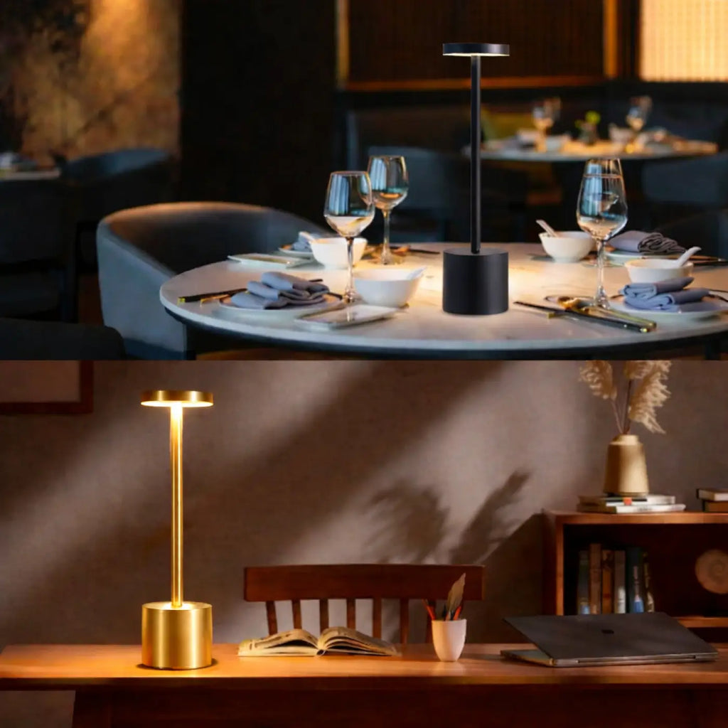 Mini lampe à poser au design épuré, dorée ou noire