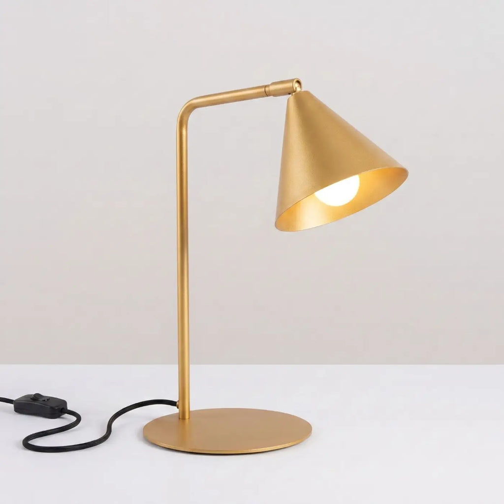 Lampe à poser à bras coudé, abat-jour conique orientable, 15 coloris