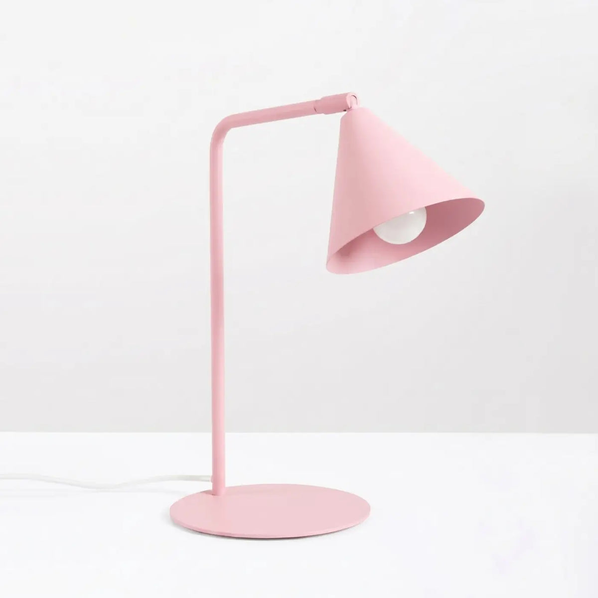 Lampe à poser à bras coudé, abat-jour conique orientable, 15 coloris, rose