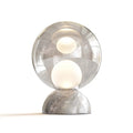 Lampe de chevet globe en verre miroir, socle inox, 28 cm, argenté